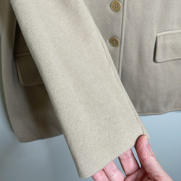 Lauren Ralph Lauren Black Label Cotton Blend Knit Blazer Jacket Tan Size 1X - Picture 6 of 15